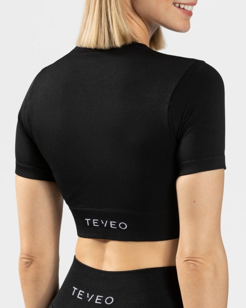 Black Women's Teveo Sensation Crop Tops | 0417-EPUWI