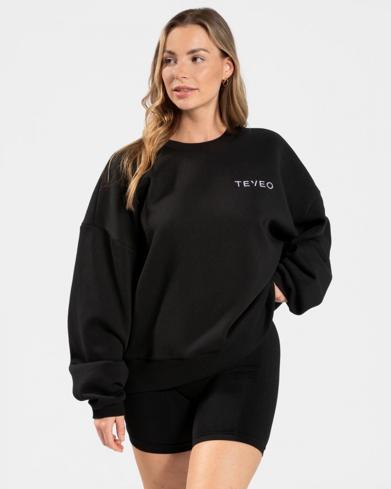 Black Women's Teveo Signature Oversized Sweaters | 9834-DHWCV