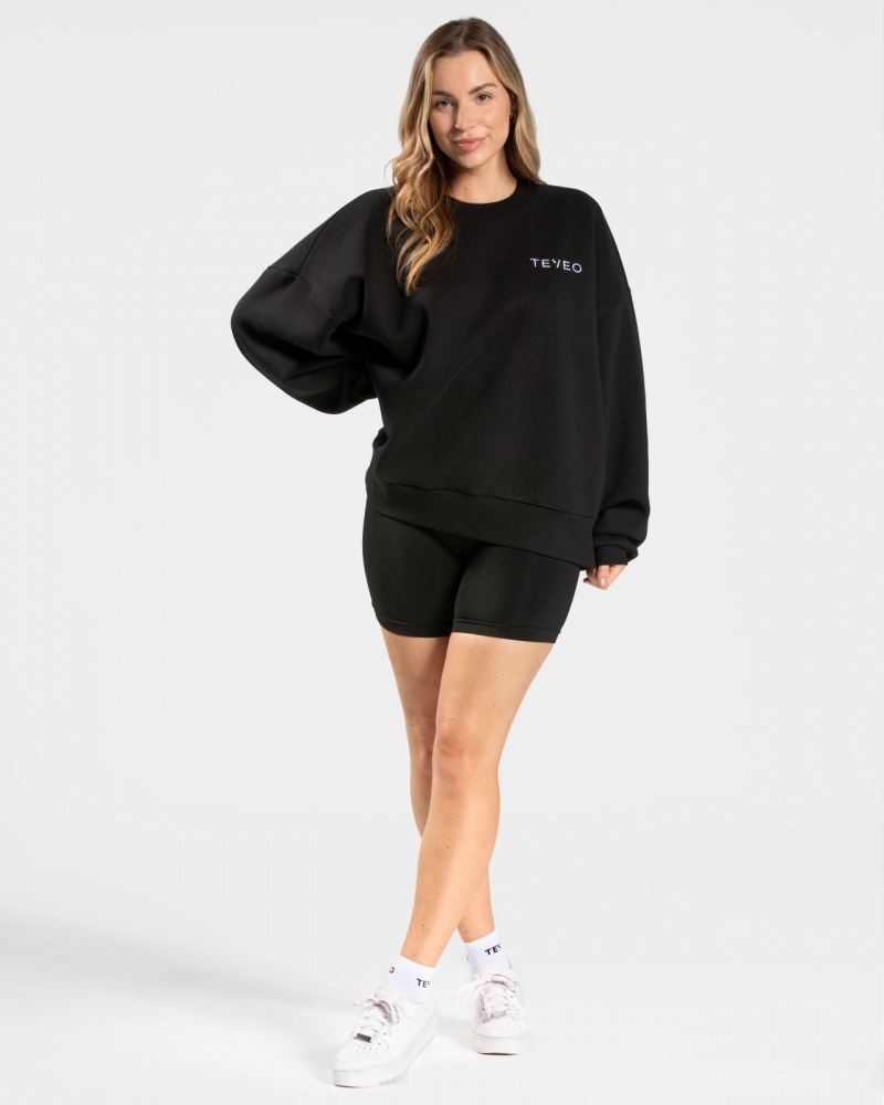 Black Women's Teveo Signature Oversized Sweaters | 9834-DHWCV