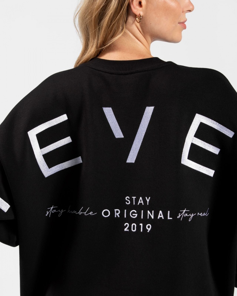 Black Women's Teveo Signature Oversized Sweaters | 9834-DHWCV