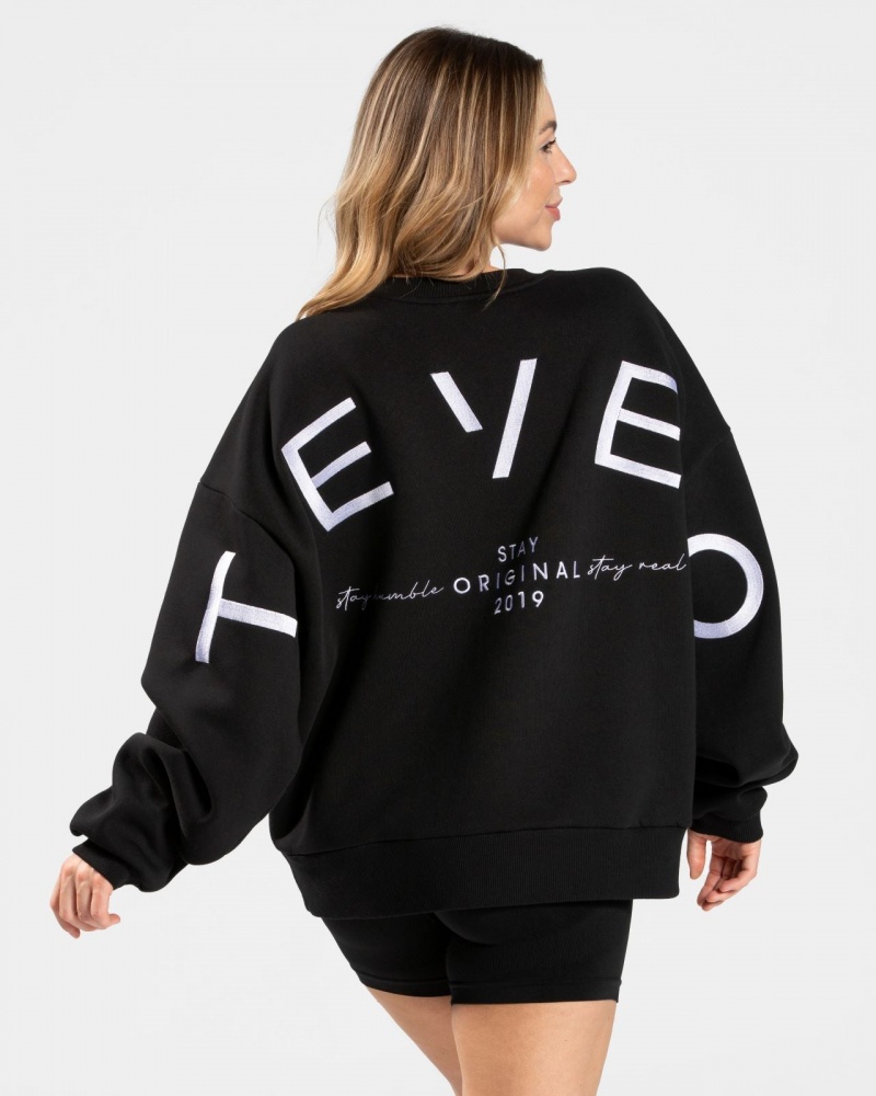 Black Women\'s Teveo Signature Oversized Sweaters | 9834-DHWCV