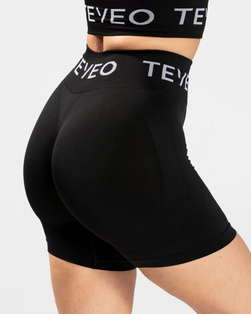 Black Women's Teveo Signature Scrunch Shorts | 9058-NDXIE