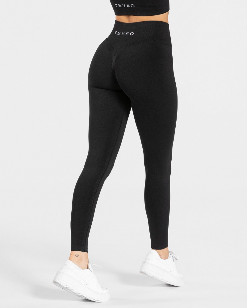 Black Women's Teveo Statement Scrunch Leggings | 5387-NBIKY