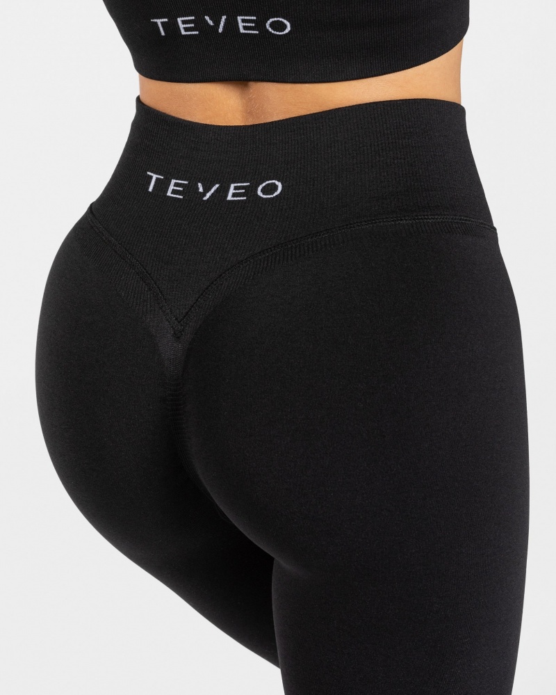 Black Women's Teveo Statement Scrunch Leggings | 5387-NBIKY