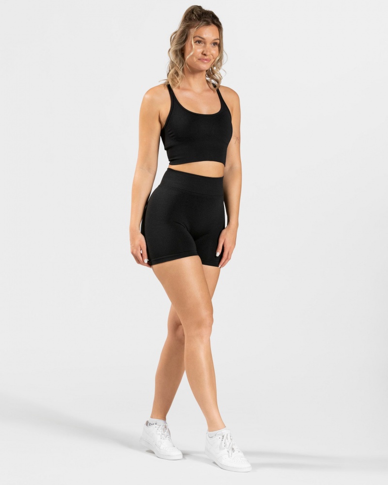 Black Women's Teveo Statement Scrunch Shorts | 5436-ECITD