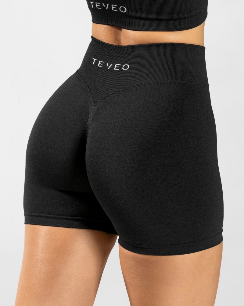 Black Women's Teveo Statement Scrunch Shorts | 5436-ECITD