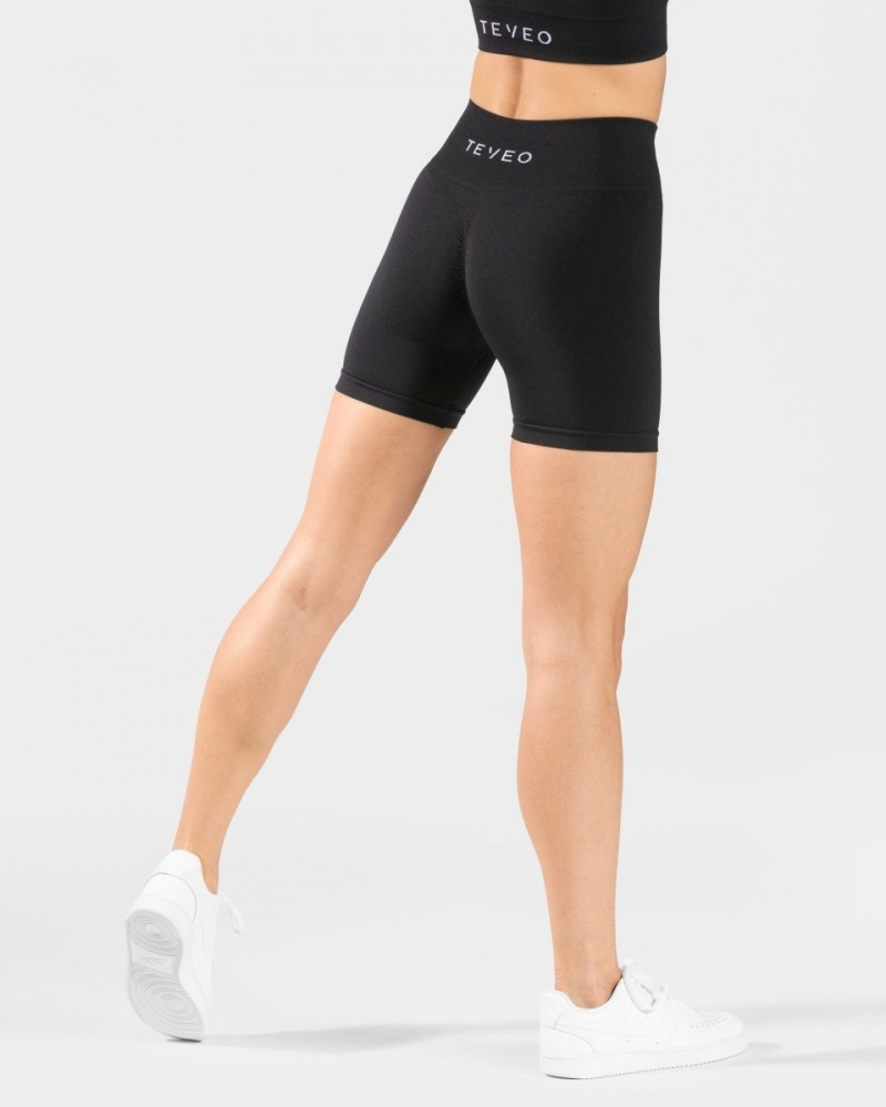 Black Women's Teveo Timeless Scrunch Shorts | 6953-IJRNW