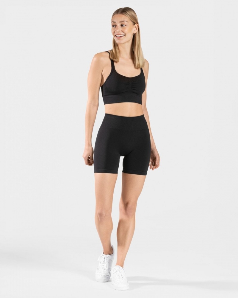 Black Women's Teveo Timeless Scrunch Shorts | 6953-IJRNW