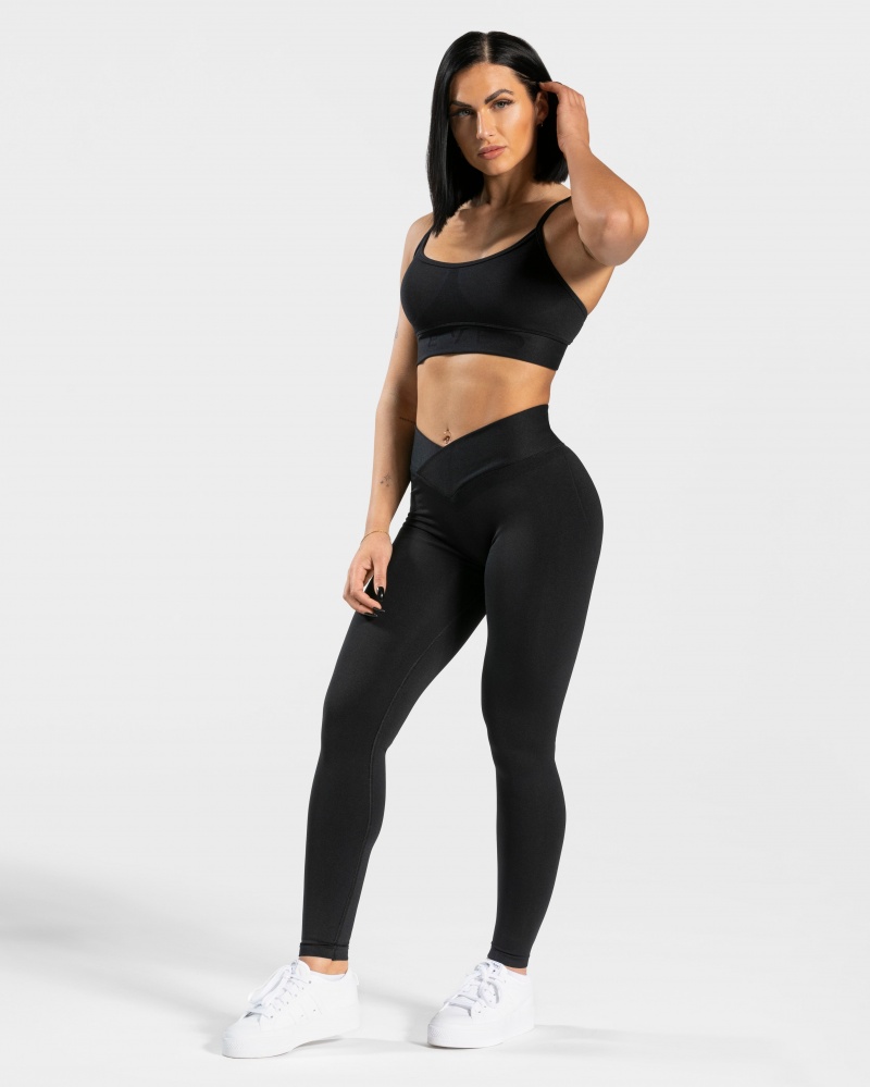 Black Women's Teveo V-Shape Leggings | 4831-OJRYW