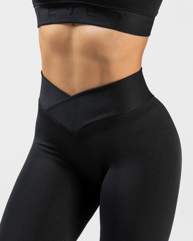 Black Women's Teveo V-Shape Leggings | 4831-OJRYW