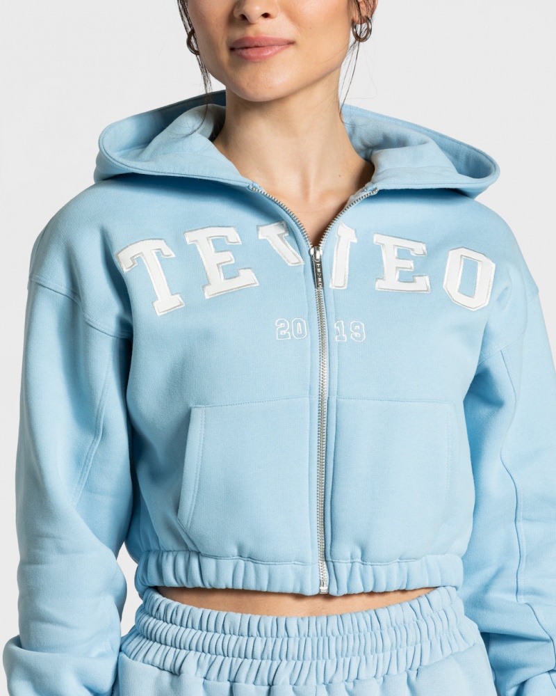 Blue Women's Teveo College Zip Hoodie | 7940-YDIGP