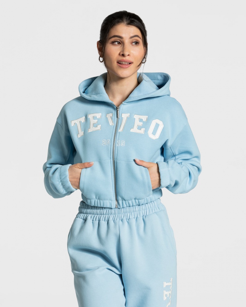 Blue Women\'s Teveo College Zip Hoodie | 7940-YDIGP