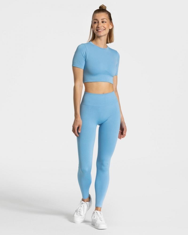 Blue Women's Teveo Sensation Crop Tops | 7629-YMGXB