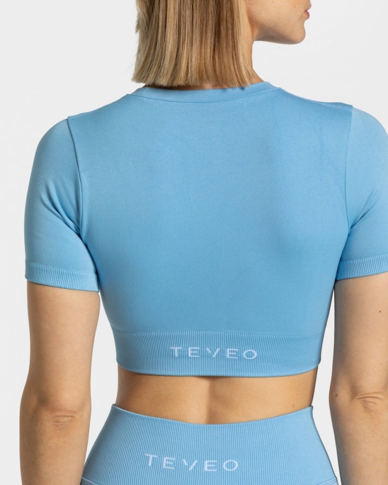 Blue Women's Teveo Sensation Crop Tops | 7629-YMGXB