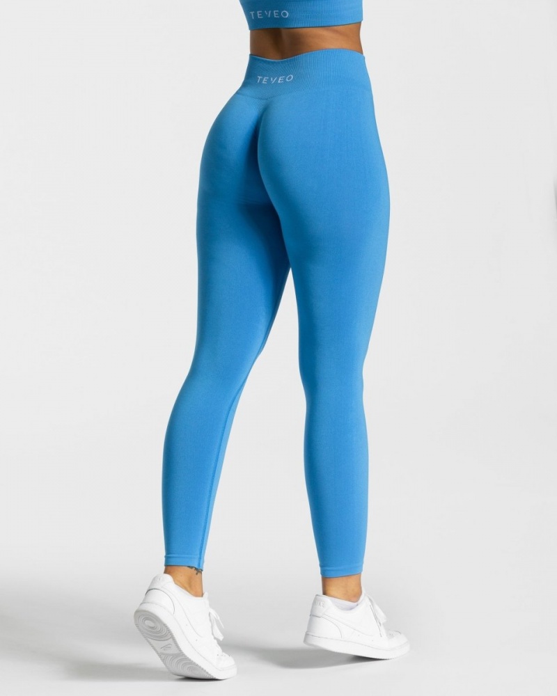 Blue Women's Teveo Timeless Scrunch Leggings | 2801-NUEDZ