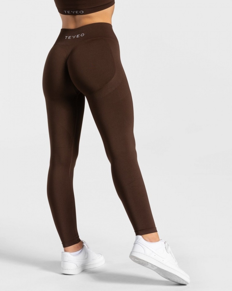 Brown Women's Teveo Charming Scrunch Leggings | 3507-ZCFQV