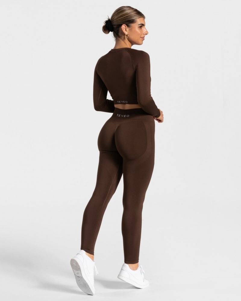 Brown Women's Teveo Charming Scrunch Leggings | 3507-ZCFQV