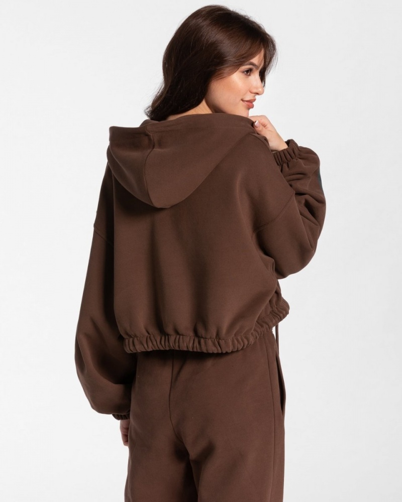 Brown Women's Teveo Iconic Oversized Zip Hoodie | 6751-HCIWF