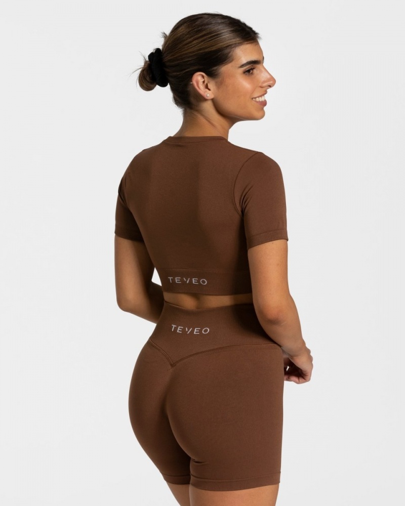 Brown Women's Teveo Sensation Crop Tops | 9684-WSQIX