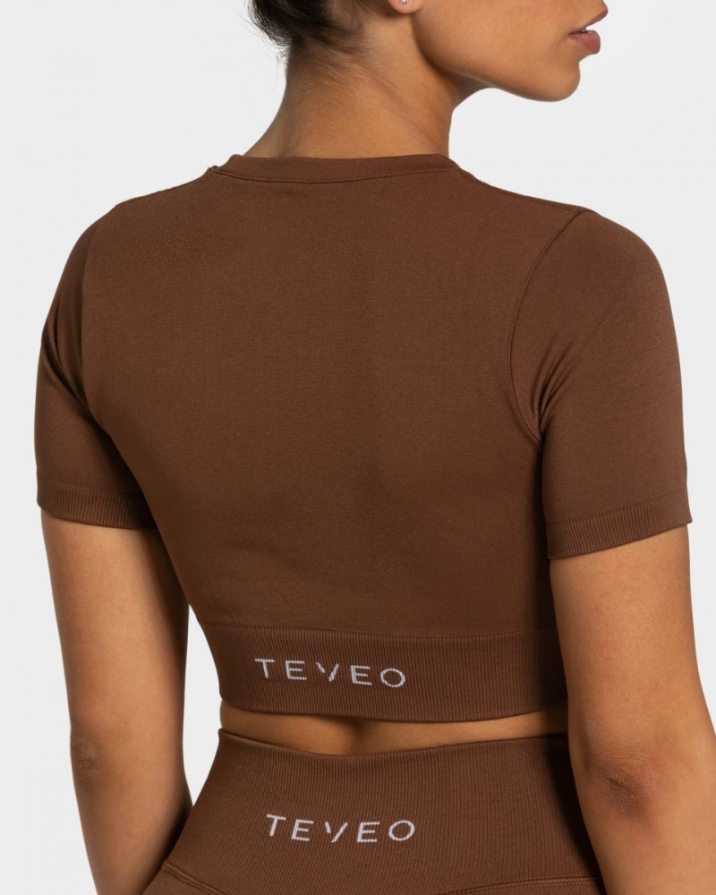 Brown Women's Teveo Sensation Crop Tops | 9684-WSQIX