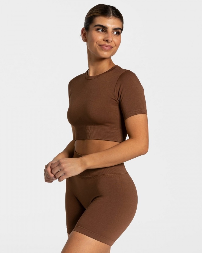 Brown Women\'s Teveo Sensation Crop Tops | 9684-WSQIX