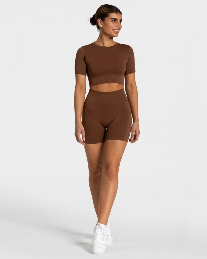 Brown Women's Teveo Sensation Mini Shorts | 4708-FYWHB