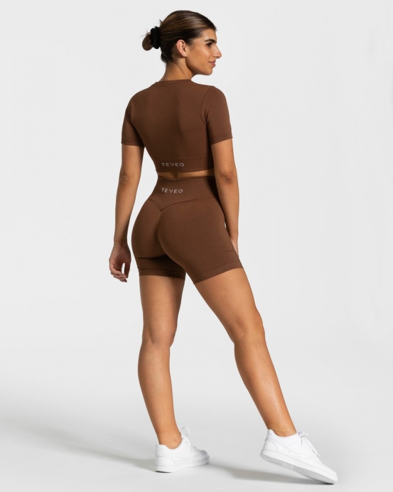 Brown Women's Teveo Sensation Mini Shorts | 4708-FYWHB