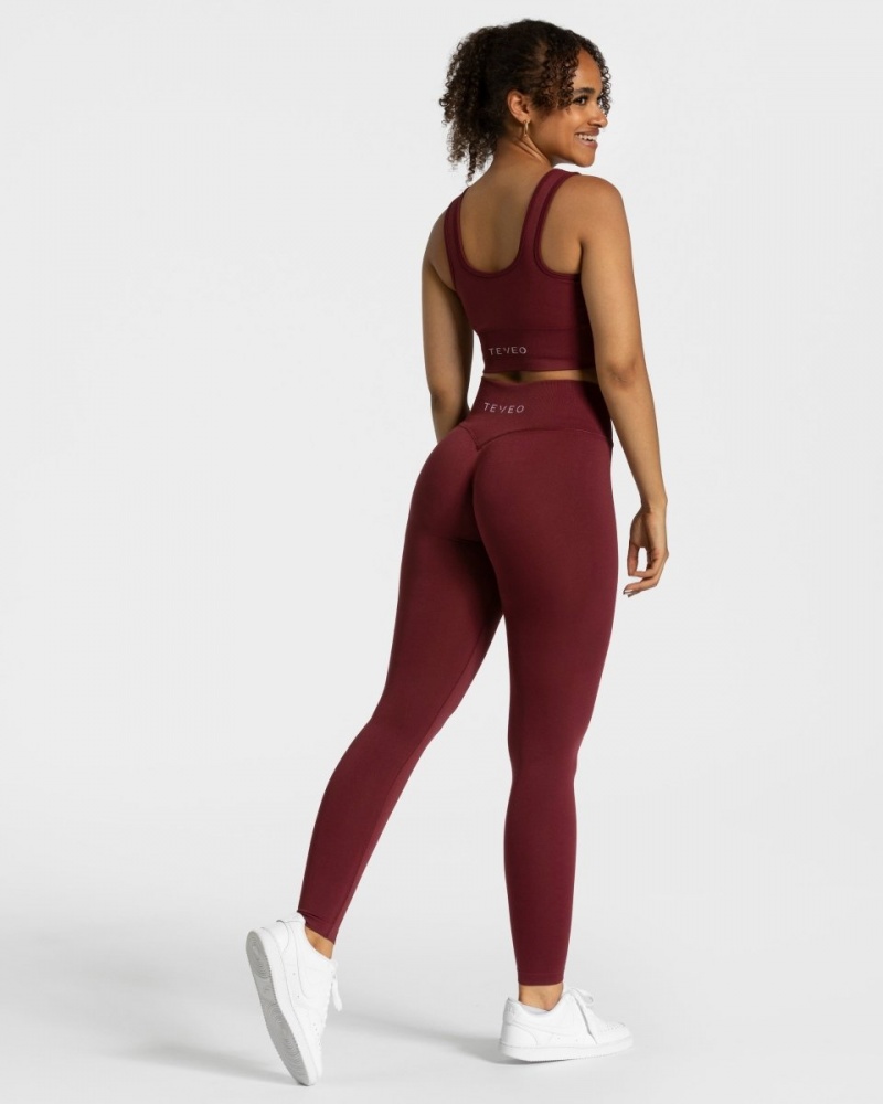 Burgundy Red Women's Teveo Sensation Leggings | 7512-MOELH