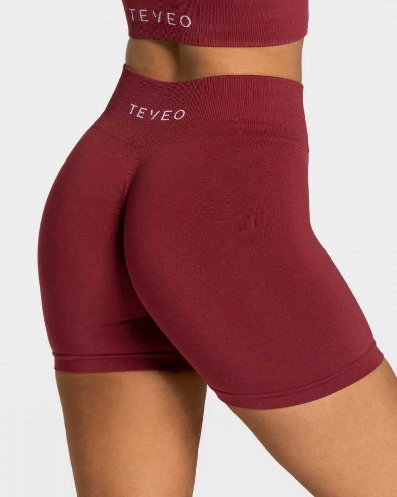 Burgundy Red Women's Teveo Timeless Scrunch Shorts | 8137-APZYF