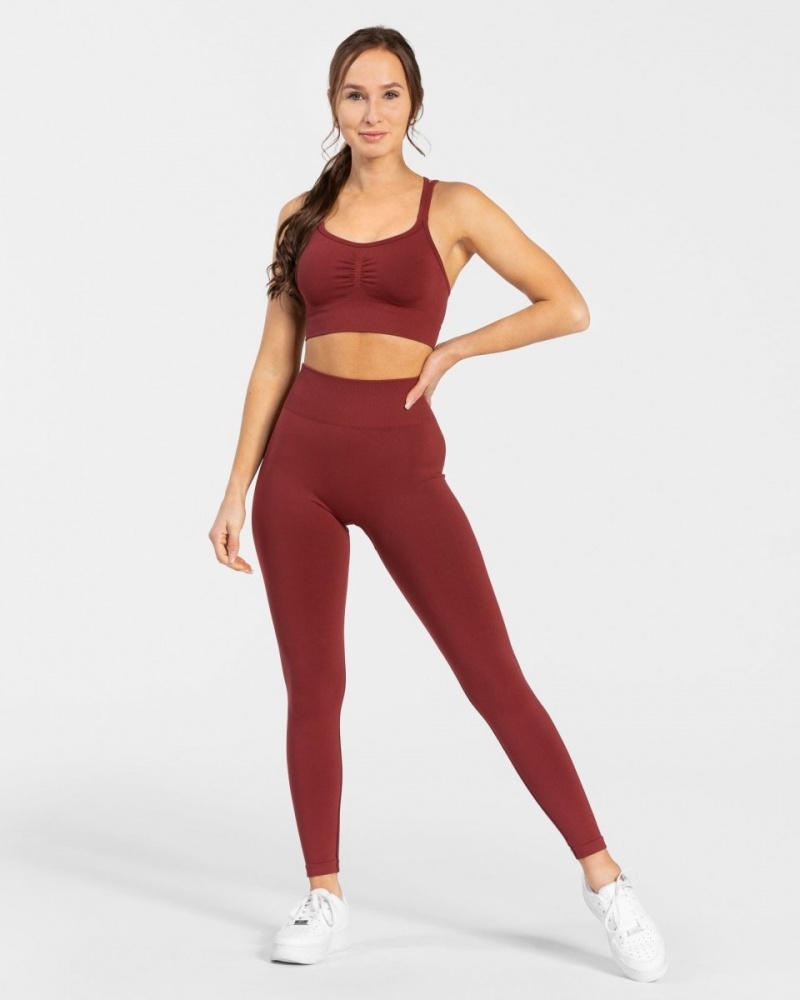 Burgundy Red Women's Teveo Timeless Scrunch Leggings | 4016-KDUXC