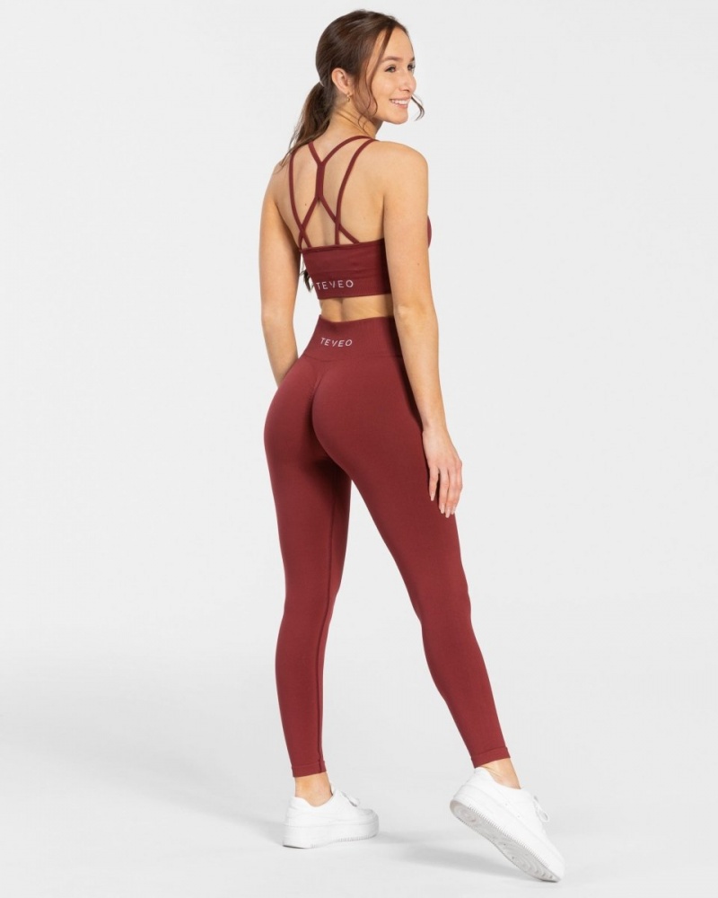 Burgundy Red Women's Teveo Timeless Scrunch Leggings | 4016-KDUXC