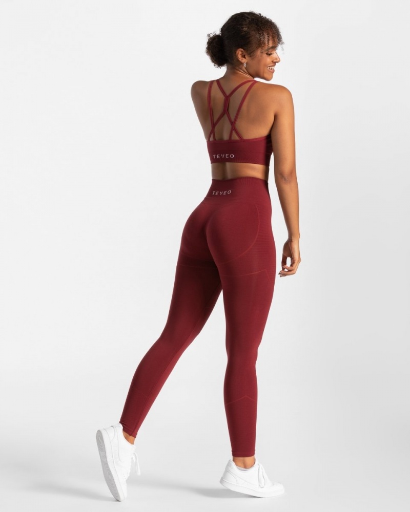 Burgundy Red Women's Teveo True Leggings | 7294-ESFXD