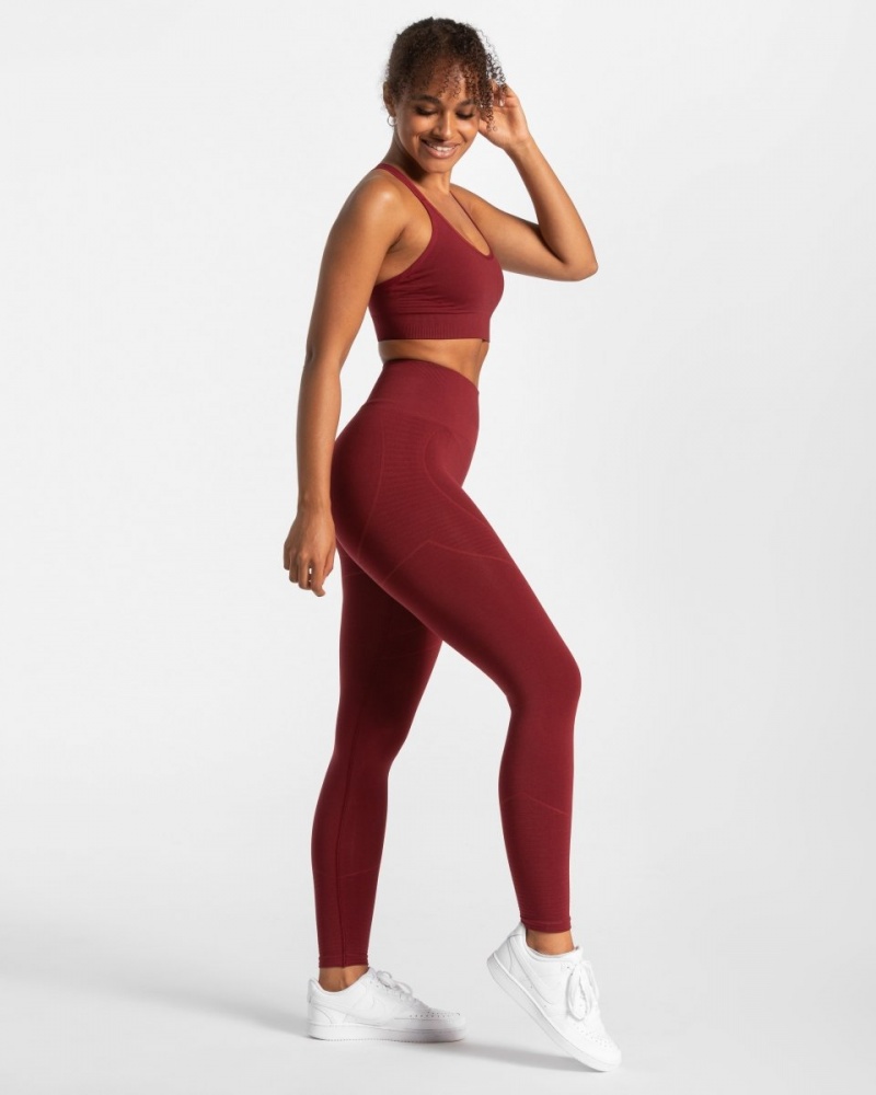 Burgundy Red Women's Teveo True Leggings | 7294-ESFXD