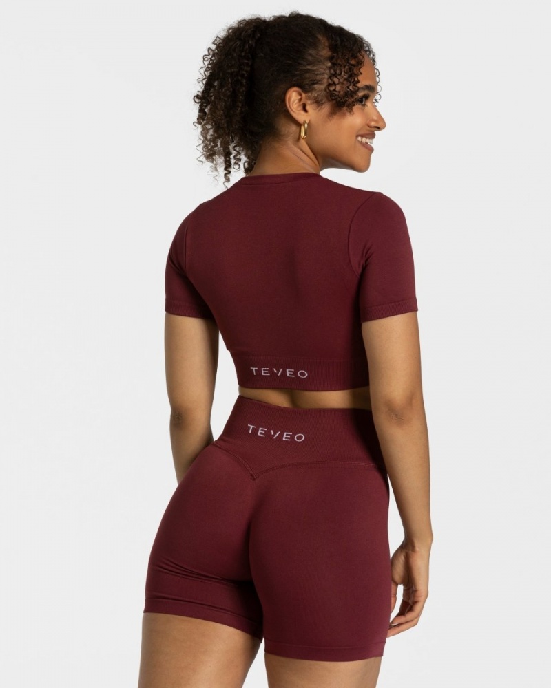 Burgundy Women's Teveo Sensation Crop Tops | 7164-HBIVC