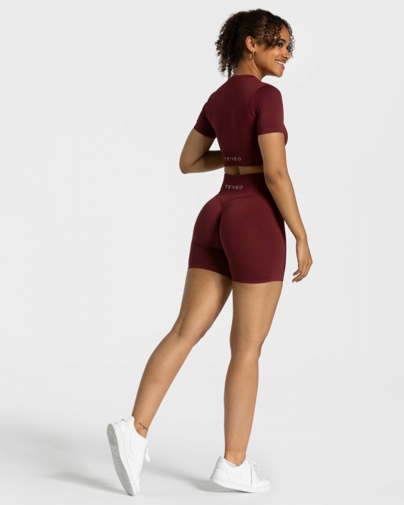 Burgundy Women's Teveo Sensation Crop Tops | 7164-HBIVC