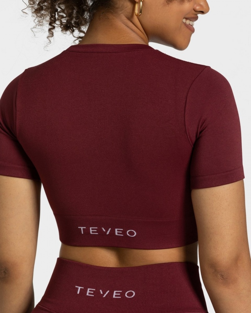 Burgundy Women's Teveo Sensation Crop Tops | 7164-HBIVC