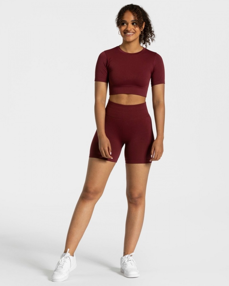 Burgundy Women's Teveo Sensation Crop Tops | 7164-HBIVC