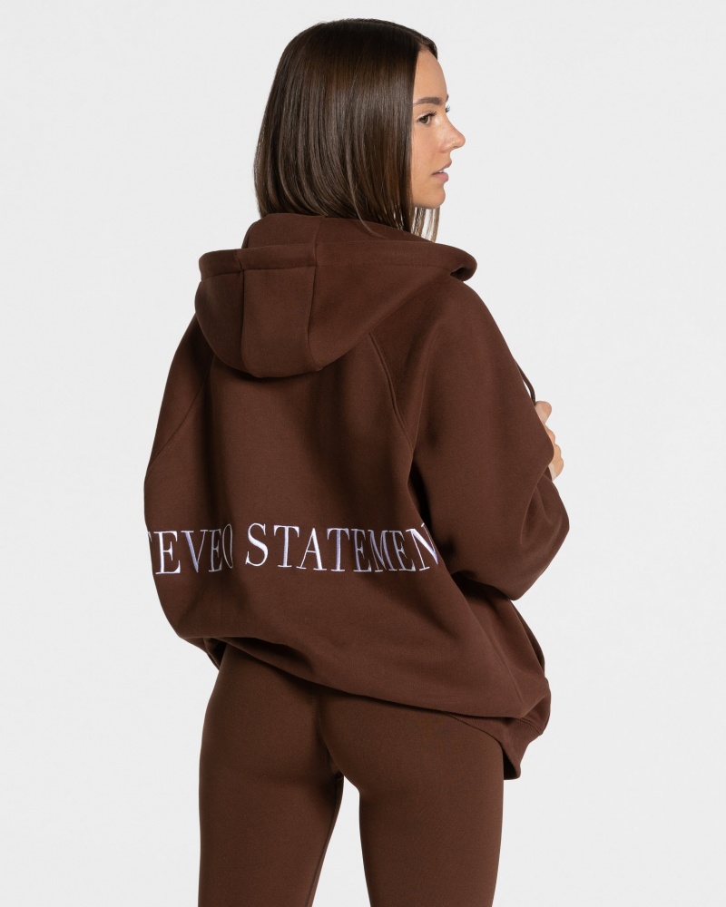 Coffee Women's Teveo Statement Oversized Jackets | 7612-TJDCK