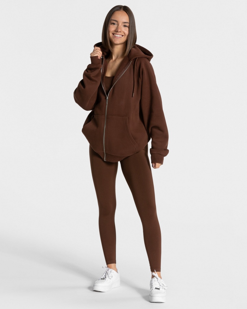 Coffee Women's Teveo Statement Oversized Jackets | 7612-TJDCK