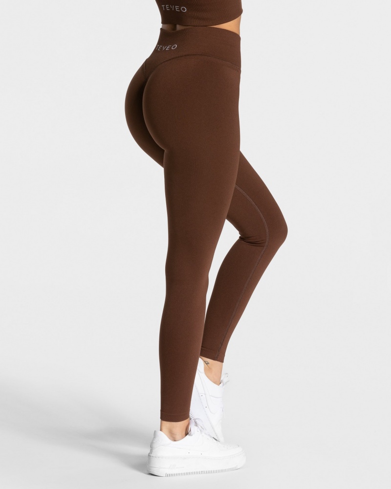 Coffee Women's Teveo Statement Scrunch Leggings | 1785-MJEIU