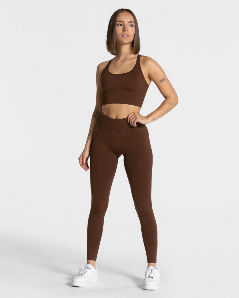 Coffee Women's Teveo Statement Scrunch Leggings | 1785-MJEIU