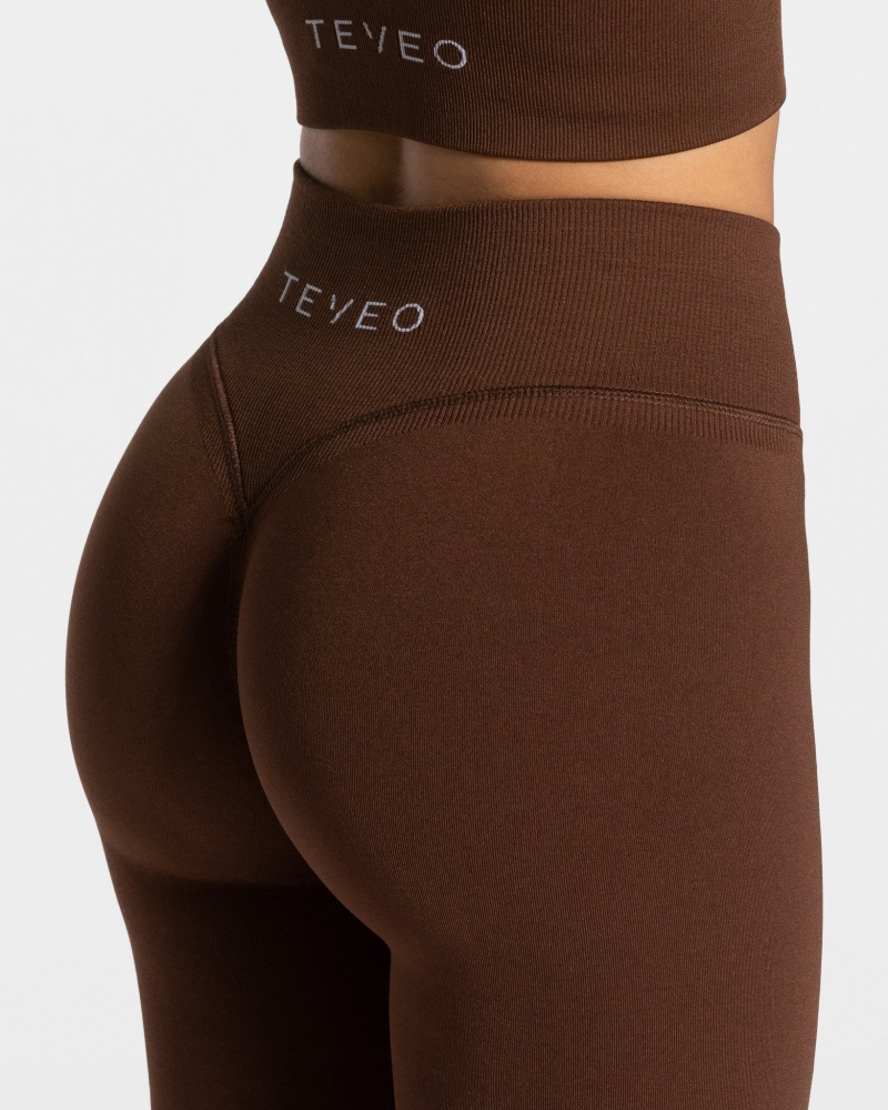 Coffee Women's Teveo Statement Scrunch Leggings | 1785-MJEIU