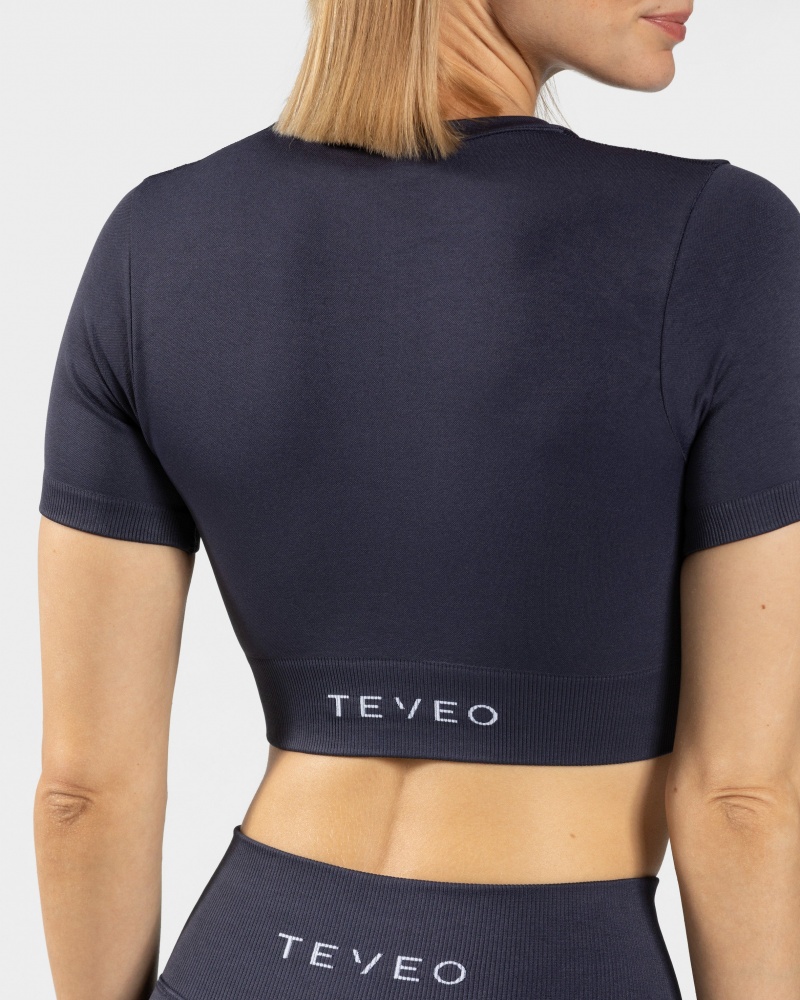 Dark Blue Women's Teveo Sensation Crop Tops | 1895-SFODA