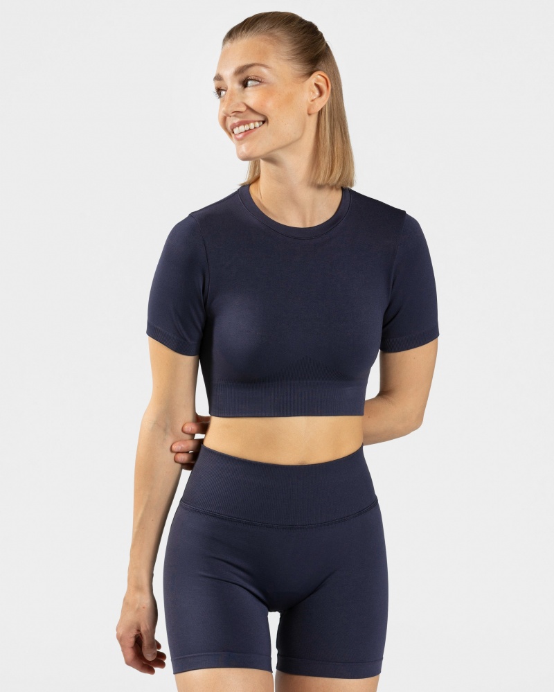 Dark Blue Women\'s Teveo Sensation Crop Tops | 1895-SFODA