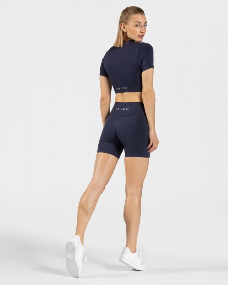 Dark Blue Women's Teveo Sensation Mini Shorts | 8432-TNLVF