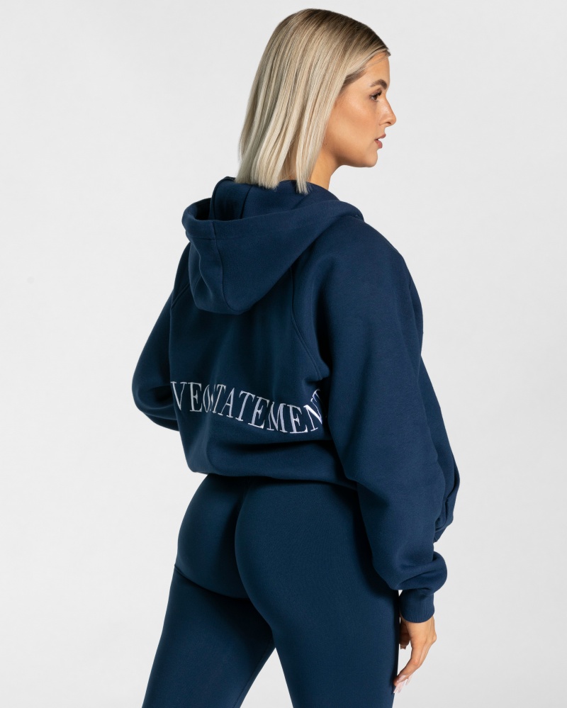 Dark Blue Women's Teveo Statement Oversized Jackets | 2839-UZBRS