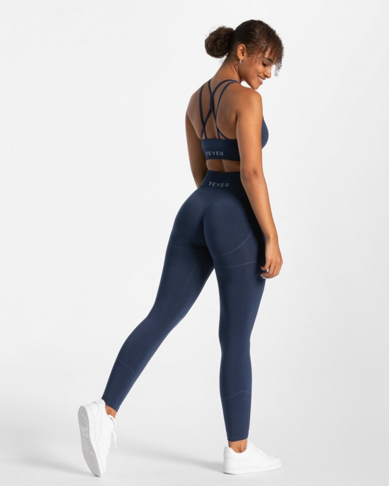 Dark Blue Women's Teveo True Leggings | 5307-EYSFC