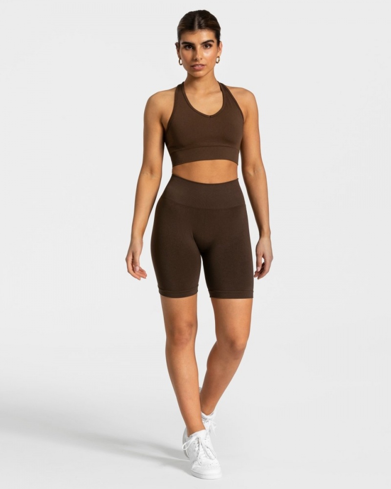 Dark Brown Women's Teveo Classy Shorts | 7940-MQWEC