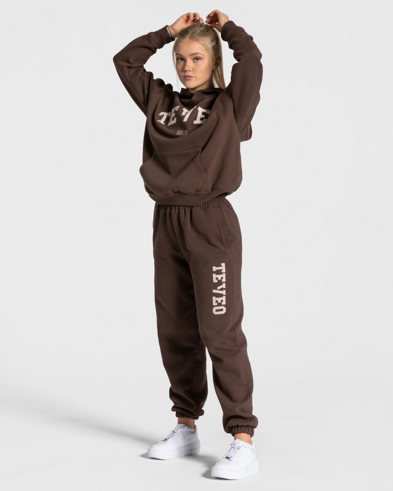 Dark Brown Women's Teveo College Oversized Jogger | 8726-RNKXC