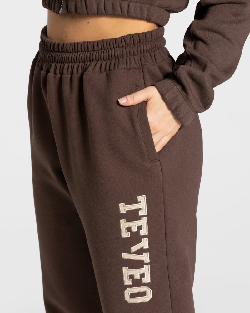 Dark Brown Women's Teveo College Oversized Jogger | 8726-RNKXC